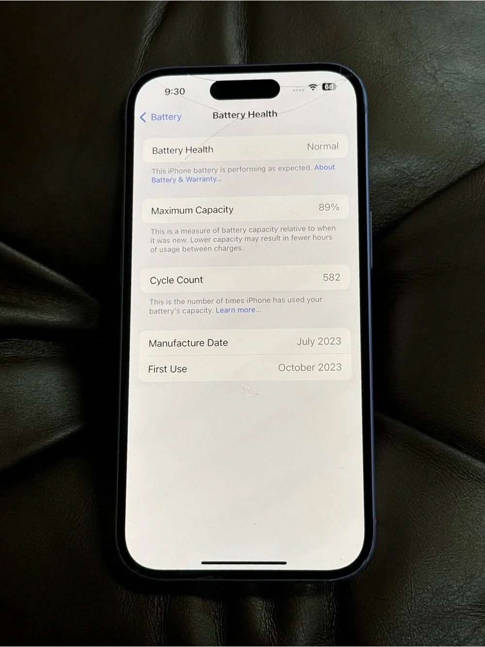 Apple iPhone 15 A2846 - Pink - 128GB (LOCKED) - 89% BH - Cracked